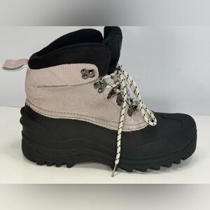 Itasca Thinsulate Stylish Women's Black and Stone Suede Lace-Up Hiking Boots
